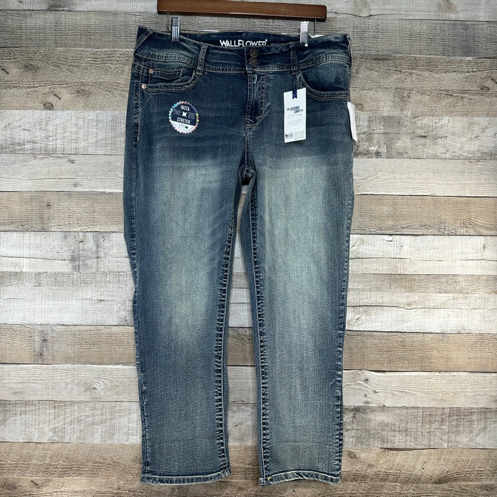 WallFlower‎ New With Tags Luscious Curvy Fit Crop Jeans Basil Blue Juniors sz 15